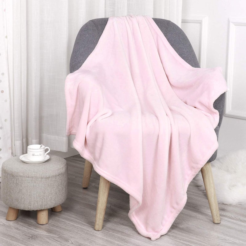 TILLYOU Toddler Flannel Blanket - Warm Cozy Baby Blanket for Boys and Girls, Smooth Cute Lightweight Blanket for Bedding Crib Stroller, 40×50 inches, Pink - Image 3